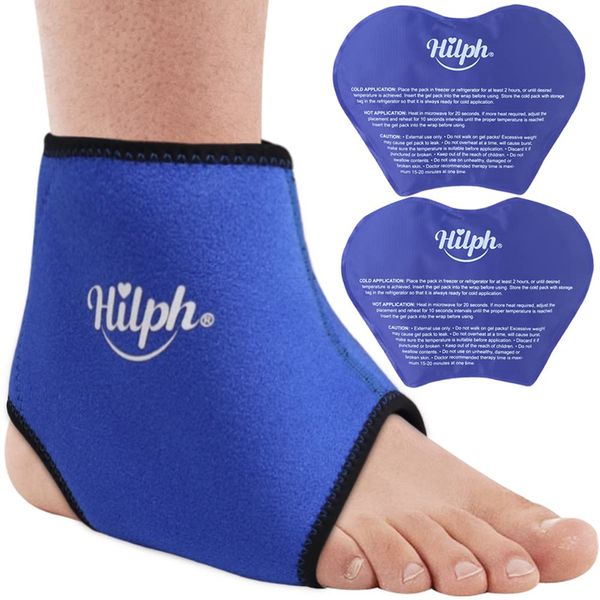 Hilph Ankle Ice Pack Wrap for Injuries, Reusable 2 Gel Ice Pack for Ankle Ice Wrap Hot Cold Therapy Foot Ice Pack for Ankle Swelling, Sprained, Bruises, Surgery Recovery