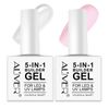 Builder Gel, 5 in 1 Nail Builder Gel and Base Gel Strengthener Gel Builder Clear and Pink Gel Color in a Bottle 15ml Hard Gel Builder Extension Nail Without Builder Gel Nail Forms