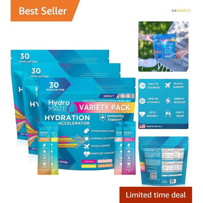 Electrolytes Hydration Accelerator Assorted Variety Pack - Low Sugar - 90 Count