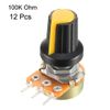 sourcing map 12Pcs 100K Ohm Variable Resistors Single Turn Rotary Carbon Film Taper Potentiometer with Knobs