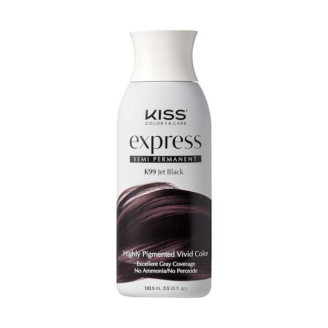 Kiss Express SEMI PERMANENT HAIR COLOR JET BLACK 3.5 FL. OZ.