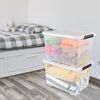 50 L Plastic Lidded Storage Bin, 6 Pack Clear Latching Storage Box with Wheels