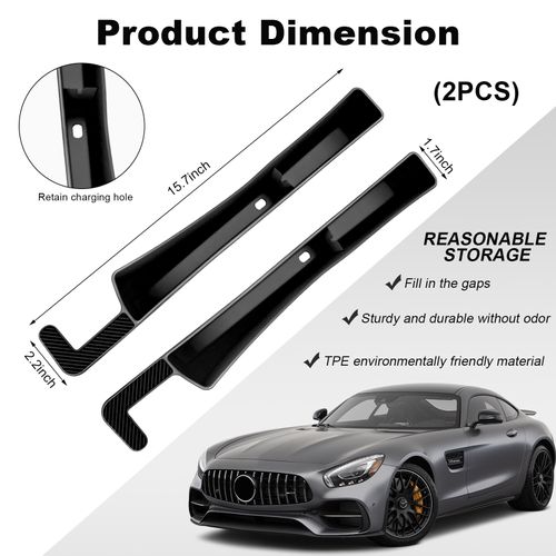 KVAEY 2PCS Car Seat Gap Filler, Automotive Seat Organizer Fill The Gap Between Seat and Console, Universal Car Gap Seat Storage for Phone Wallets and Keys, Car Accessories (Black)