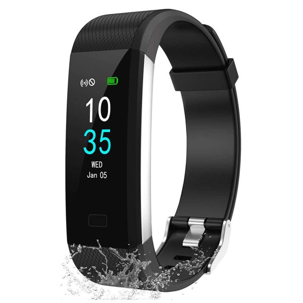 LEBEXY Fitness Armband Wasserdicht IP68 | Fitness Tracker Uhr | Smartwatch Schrittzähler Aktivitätstracker | Kalorienzähler Sportuhr eingebautes GPS, S2-Version, Schwarz