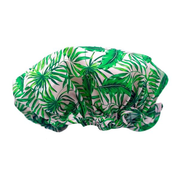 SMUG Shower Cap | Waterproof Shower Cap with Elastic Lining | Four Prints Available | Showers, Cooking, Spa Salon, Sleeping, Makeup | Shower Caps For Women UK Long Hair Short Hair | Palm