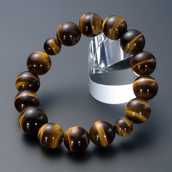 Butsudanya Takita Shoten Special Bracelet Bracelet Tiger Eye Stone (Tiger's Eye) 0.55 inch (14 mm) Ball Inner Circumference Approx. 7.1 inches (18 cm) ◆ Prayer Beads Bracelet, Prayer Beads Bracelet, Power Stone, Amulet (Certificate issued by Takita Shoten