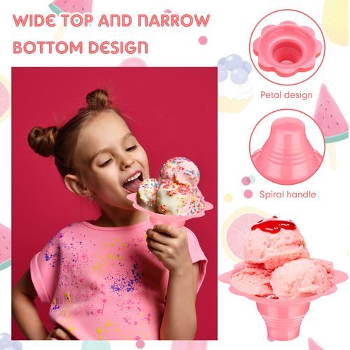 Eaasty 60 Pieces 4 oz Colorful Shaved Ice Cups Flower Shaped Snow Cone Cups Small Leak Proof Plastic Slush Snack Ice Cream Bowls for Hawaiian Holiday Party Summer Cookout Kids Birthday