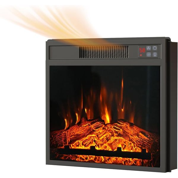 23" Electric Fireplace Insert, Recessed Fireplace Heater with Low Noise