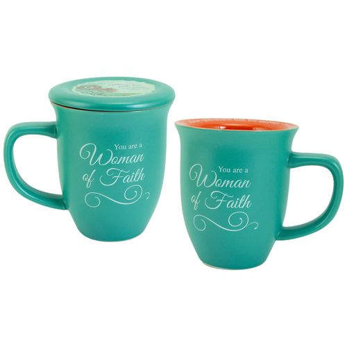 Woman of Faith Mug and Lid/Coaster Set, Christian Gifts for Women, 14-ounces, Microwave and Dishwasher Safe, by Abbey & CA Gift
