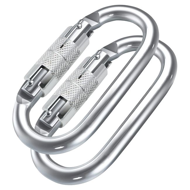 Carabiner, Locking Carabiner, 55.5 lbs (25 kg) (5500 kg), O-Ring, Sling, For Rescue, Training, Towing, Shedding Prevention