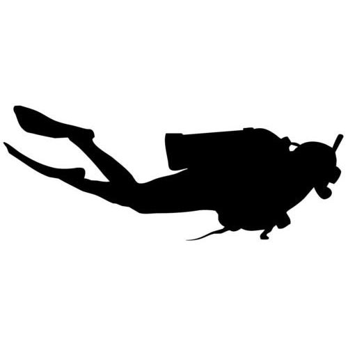 Ranger Products Scuba Diver Diving Silhouette Car Window Decal Sticker DVR003 (White Color Decal) - Die Cut Decal Bumper Sticker for Windows, Cars, Trucks, Laptops, Etc.