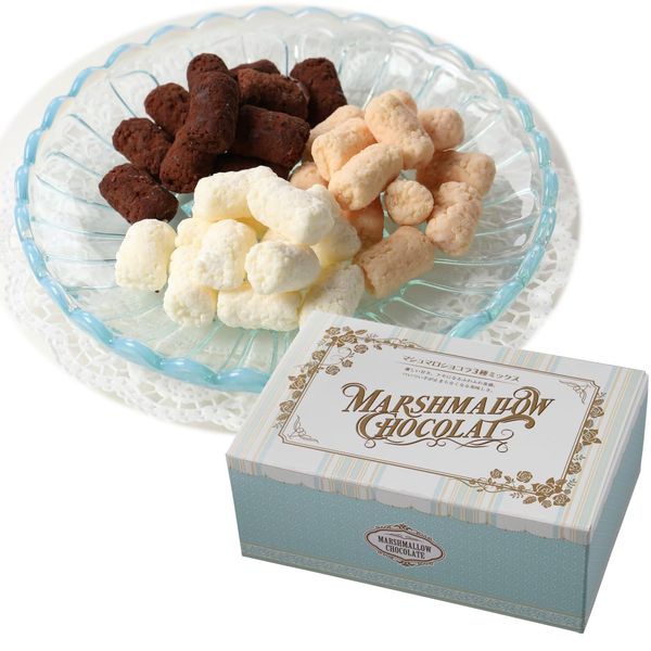 Marshmallow Chocolat Mix 3 Types of Chocolat, 4.6 oz (130 g), Chocolate, Mixed Individual Packaging, Cocoa, Strawberry, White, Box, Sweets, Divided Souvenir, Gift