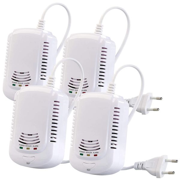 VisorTech Gas Detektor: 4er-Set Multi-Gasmelder für haushaltsübliche Gase, mit 3 LEDs, 85 dB (Gaswarnanlage, Gaswarner)