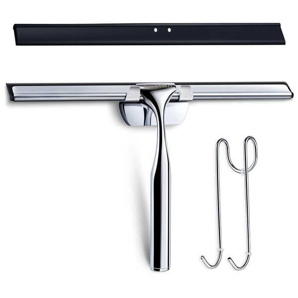 Love-KANKEI Duschabzieher Fensterabzieher Duschwischer mit Gummilippe Inkl. 1 Ersatzlippe und 1 Haken (28cm)