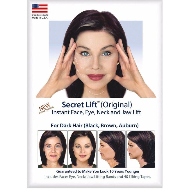 Instant Face, Neck and Eye Lift (Dark Hair) Facelift Tapes & Bands Secret Lift