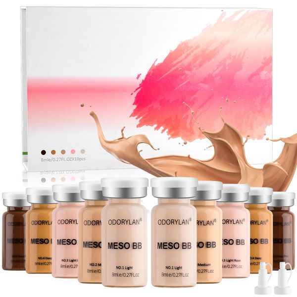 BB Pigment Glow Serum Starter Kit Hyaluronsäure Essenz Foundation Skin Care Kit 8ml 10pcs, kombiniert mit Niacinamid und Peptiden, um den Hautton aufzuhellen Anti-Aging Foundation 5-Color Mix Pack