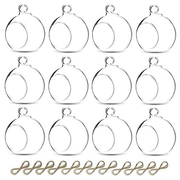 Sziqiqi Glass Baubles for Tea Lights - 12 Pcs Hanging Glass Tealight Holder 6cm Clear Hanging Tea Light Holders Glass Orbs Terrarium for Wedding Christmas Party Birthday Centerpiece Decoration