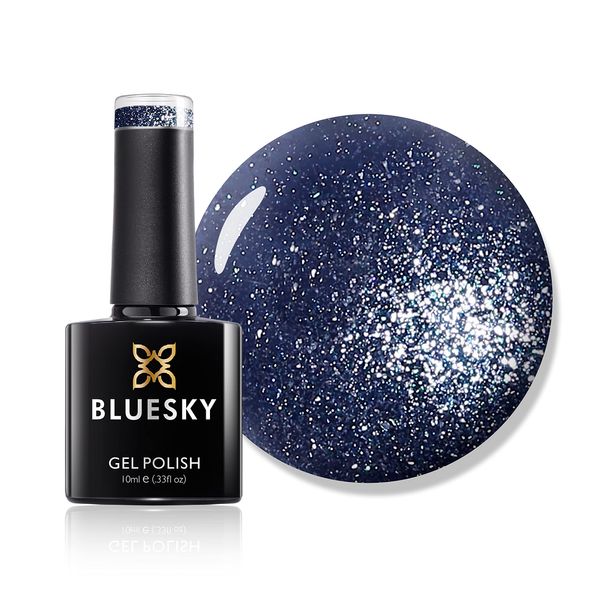 Bluesky Gel Nail Polish, Blue Raindrops A005, Blue, Dark, Glitter, Indigo, Long Lasting, Chip Resistant, 10 ml (Requires Curing Under UV LED Lamp)