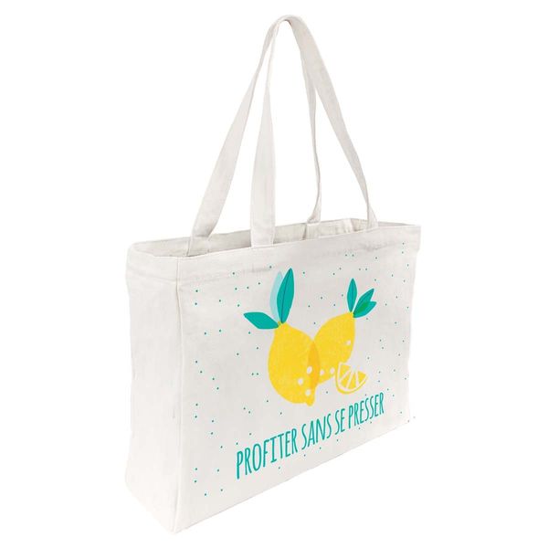 Draeger Paris – Tote Bag "Toujours au top" (auf Französisch) – leicht, robust und ultraweich – geräumige Innenseite – Tote Bag aus 100 % Baumwolle - Einkaufstasche wiederverwendbar