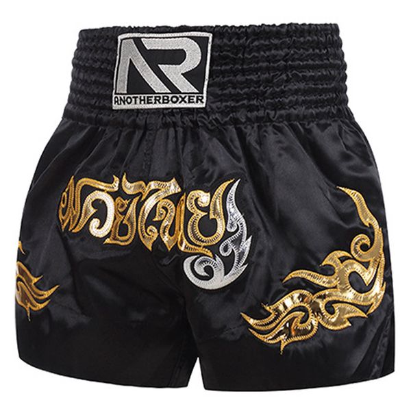 Muay Thai Shorts Boxing Fight Kickboxing Grappling Training Workout Gym Shorts for Men Women Kids (as1, Alpha, l, Regular, Regular, Black 01)