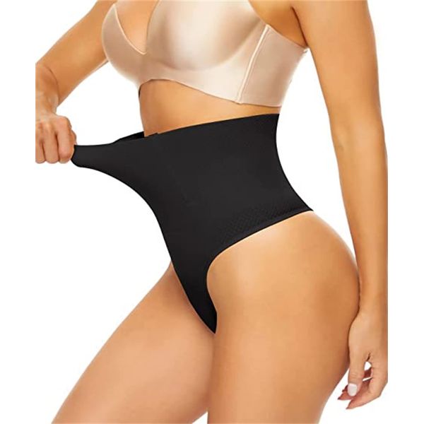 LAZAWG Shapewear for Women Tummy Control Knickers Thong Panty High Waist Body Shaper Underwear Trainer Slimming Shaping Pants Black