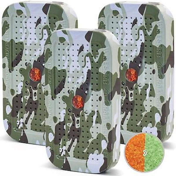 40 Gram Safe Dehumidifier, 3 Pack Camouflage Pattern Reusable Silica Packets,...