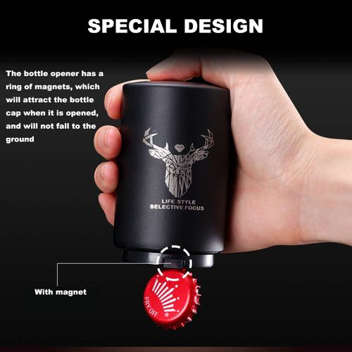 Automatic Beer Bottle Opener,Beer Gifts for Men,YUDANSI Push Down Magnetic Opener for Beer, Stainless Steel Bottle Cap Remover for Beer,Soda etc,Magnet Non-Twist-Off Beer Accessories