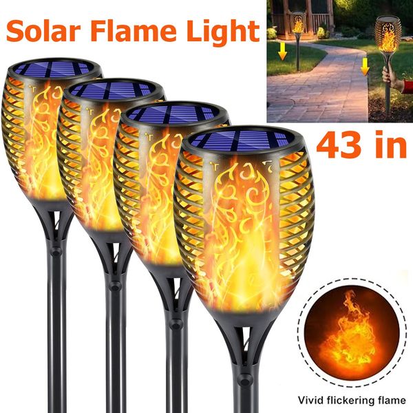 43" Solar Lights Outdoor Upgraded 96LED Waterproof Flickering Flames Torch Light