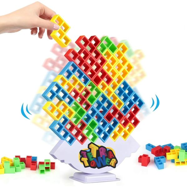 Gdaytao 64Pcs Tower Stack Game | Balance Game | Stacking Game for Kids & Adult | Board Game & Puzzle Game | Family Games for Coordination & Creativity