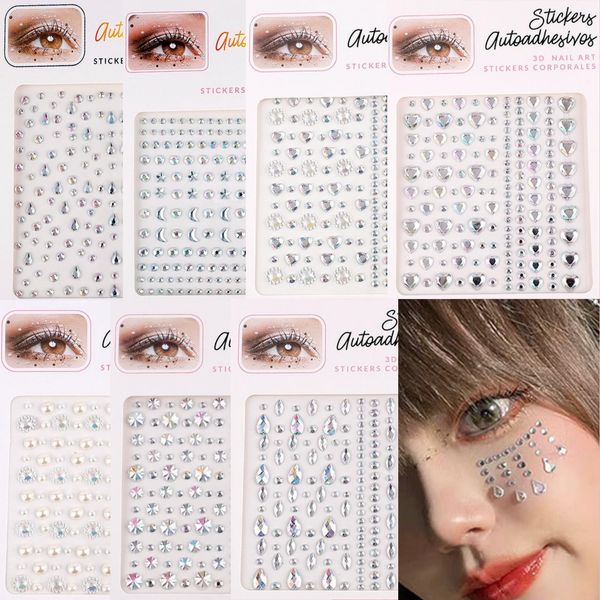 Daisyium 7 Pcs Rhinestone Sticker Set Face Stickers 3D Luminous Rhinestone Deco Sticker Stickable Crystal Glitter Stickers Craft Supplies Mobile Phone Decoration Face Decor Nail Art Parts DIY Supplies