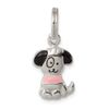 Solid 925 Sterling Silver Pendant Enameled Puppy Charm (22mm x 10mm)