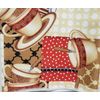 SET OF 2 SAME PRINTED MICROFIBER TOWELS (15 x 25") COFFEE CUPS STACK & SPOONS,SH