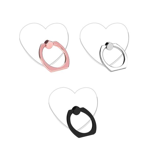 lenoup Transparent Heart Cell Phone Ring Holder Kickstand,360 Rotation Clear Heart Cell Phone Finger Ring Grip Stand for Phones,Pad