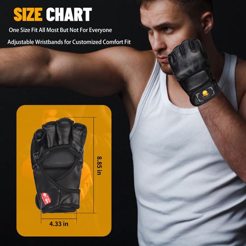 ZooBoo MMA Gloves, Half-Finger Boxing Fight Gloves MMA Mitts with Adjustable Wrist Band UFC Gloves for Sanda Sparring Punching Bag Training Gloves