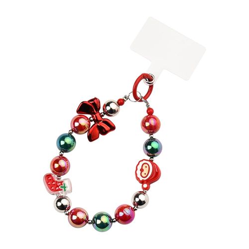 Christmas Phone Wristlet Lanyard Strap Keychain Bracelet Beaded Mobile Phone Decor Strap