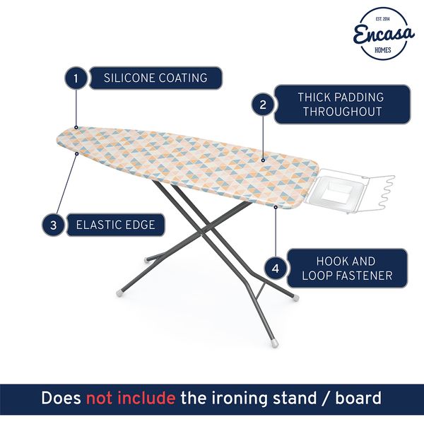 Encasa Ironing Board Covers (125 x 39 cm) Elastic Tightening with Thick 4 mm Felt Padding, Easy Fit, Scorch Resistant, Printed- Green Roses