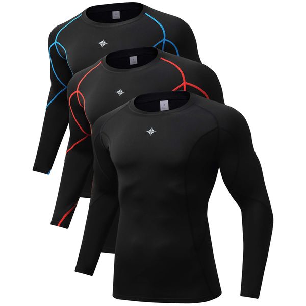 Milin Naco Compression Shirts for Men Long Sleeve Compression Undershirts Dry Fit Compression Shirt Baselayer Rash Guard