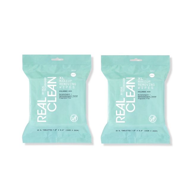 2 X Real Techniques Real Clean 25 XL Makeup Removing Wipes