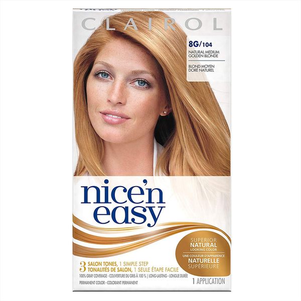 Clairol Nice 'n Easy Hair Color, Natural Medium Golden Blonde (104), 2 pk
