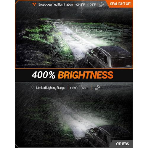 SEALIGHT 5201 5202 Led Fog Light Bulb, 400% High Bright Super Heat Dissipation PS19W PS24W Fog Lights Led, 6500K Cool White Replacement 50000HRS Lifespan 5202 Fog Light Bulb for Car, Pack of 2