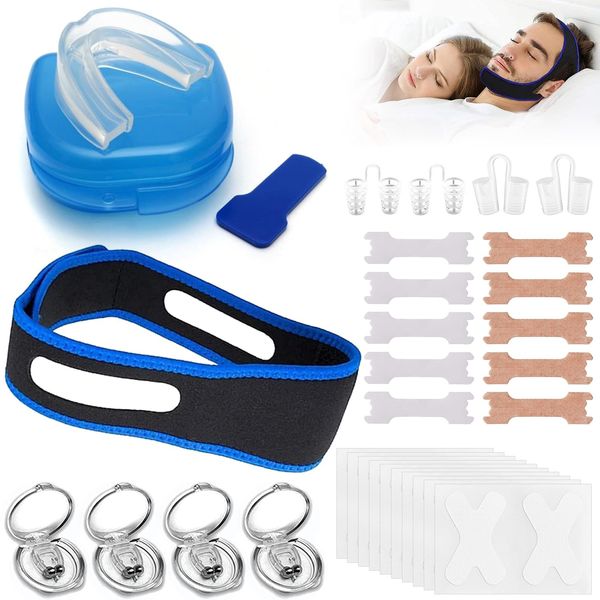 28Pcs Anti Snoring Devices & Sleep Apnea Nasal Strips, Anti Snoring Mouth Guard, Safe Snore Relief, Breathe Easy, Snoring Solution Snore Stopper Snoring Aids for Men and Women