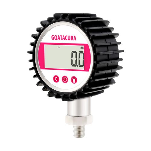 GOATACURA 0-100psi Digital Industrial Pressure Gauge, 3-1/8" Dial Size, 1/4" NPT Lower Mount, 5 Digit Display, Stainless Steel Case and Connection, 0.25% High Accuracy, with Protective Sleeve