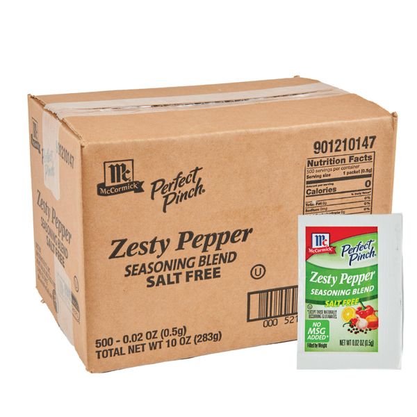 McCormick Perfect Pinch Zesty Pepper Seasoning Packets, 500 count - 500 Single Serve Packets of Salt-Free Pepper Seasoning for Hospitals, Condiment Stations or Take-Out