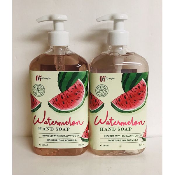 2 Bottles Watermelon Moisturizing Hand Soap w/ Eucalyptus Oil 17 fl oz Each