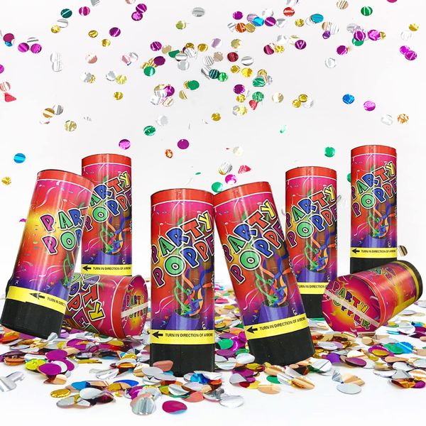 8 PCS Confetti Poppers Cannons for Wedding Birthday Graduation Baby Shower Fun Party Supplies Decorations and Favors