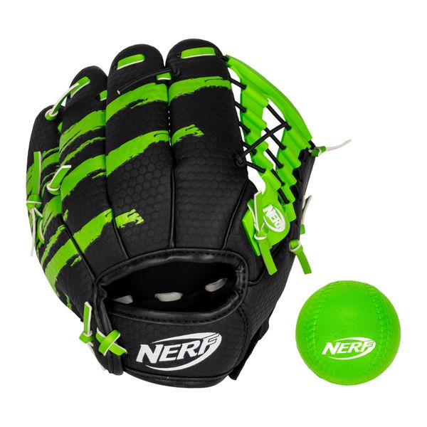 NERF Proshot Kids Teeball Glove + Ball Set - Youth Baseball Glove + Foam Ball Set - Boys + Girls Teeball Mitt Set - Kids Adjustable Baseball Glove - Right Hand Throw - 8.5"