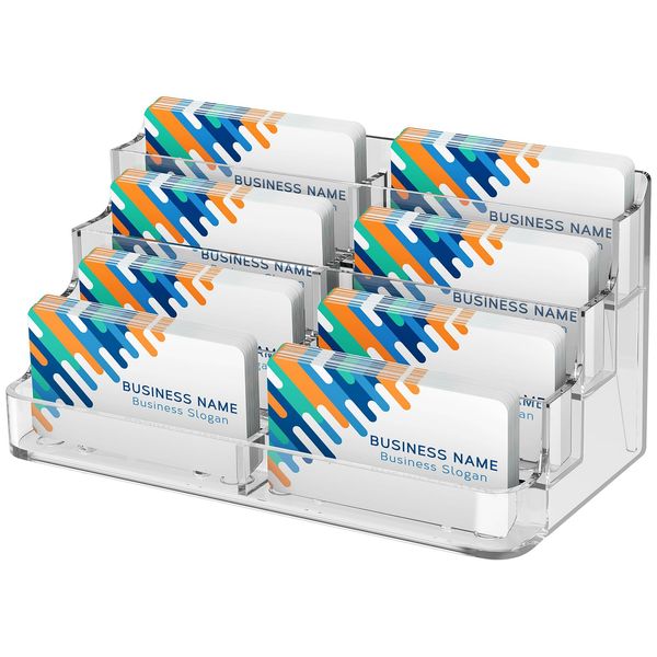 MaxGear Acrylic Business Card Holder for Desk Multiple Business Card Holders, Business Card Stand Business Card Display Holder, Clear Plastic Business Card Holder Display Office, 8 Pocket