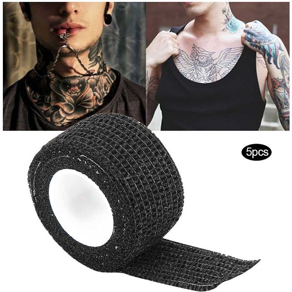 5pcs Tattoo Bandage Einweg Selbstklebende Tattoo Grip Cover Wrap Tattoo Grip Wrap Tattoo Pen Wrap Selbstklebende Tattoo Bandage Elastische Bandage Rollen Selbstklebendes Klebeband Tattoo Supply(01)