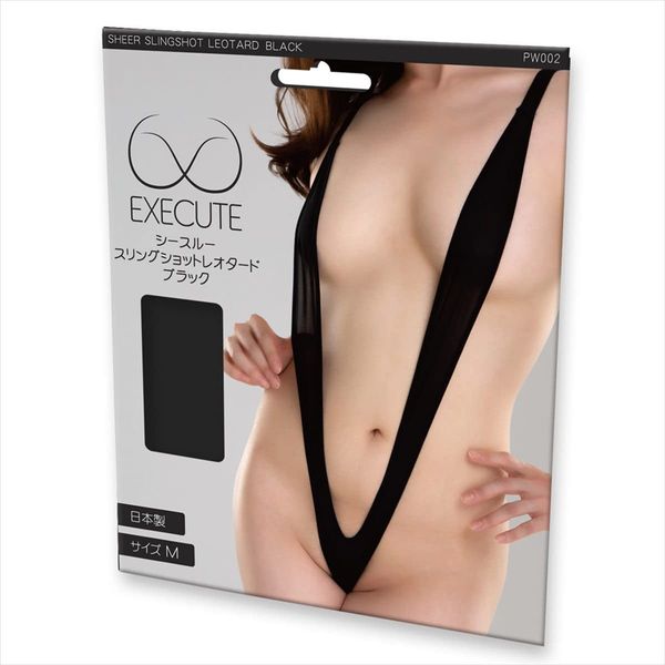 EXECUTE (Japan Brand) See-Through Sling Shot Leotard, Black