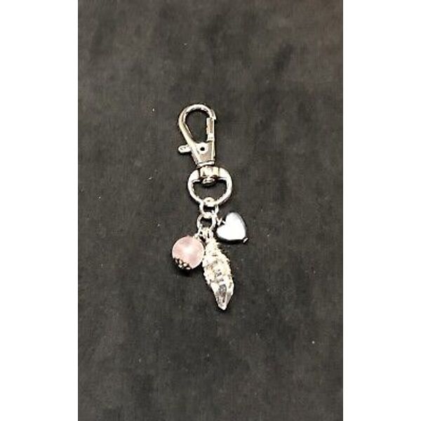 Rose Quartz & Clear Quartz Heart Healing Pet Charm, Crystal Pet Charm